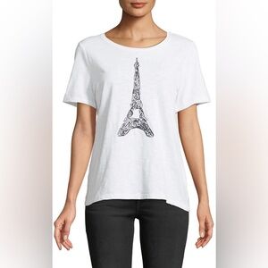 NEW Karl Lagerfeld Paris Corded Eiffel Tower Tee Size Large White & Black